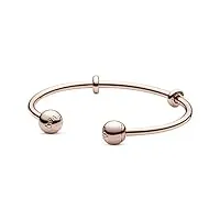 pandora icons bracelet jonc ouvert en métal plaqué or rose 14 carats avec butées en silicone et embouts interchangeables, 2