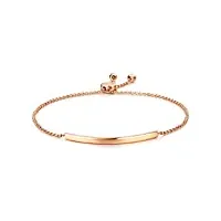 daesar bracelet 18k or rose bracelet femme or barre rectangulaire réglable or rose bracelet bridal