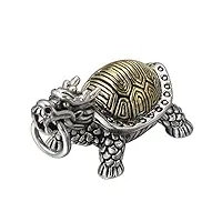pendentif tortue dragon en argent sterling 925 bicolore bijoux feng shui chinois pour hommes femmes