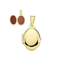 pendentif pour femme porte-photo ovale lisse or jaune 18 carats 18 mm – petite taille