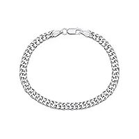 silvego – bracelet mixte - argent 925/1000 – maille gourmette - double rombo - largeur 6 mm