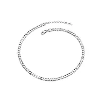 prosilver chaîne homme argent massif collier maille cubain 5mm/51cm cuban chain necklace