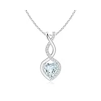 angara pendentif cardiaque aquamarine infinity avec des diamants en argent (6 mm aquamarine)