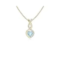 angara pendentif cardiaque aquamarine infinity avec diamants en or jaune 14k (4 mm aigamarine)