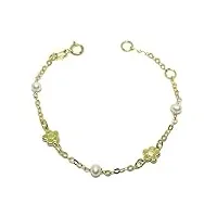 never say never bracelet en or jaune 18 carats avec perles de culture et fleurs 14 cm