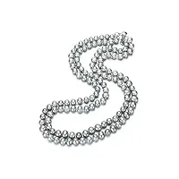 treasurebay collier à deux rangées de perles pour femme | double rangée de 7 mm aa gade gris perle d'eau douce pour femmes et filles, perle, collier de perles.