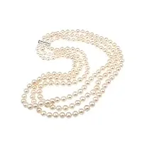treasurebay superbe collier de perles d'eau douce naturelles de 7 mm fabriqué à la main (blanc)