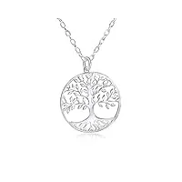 wanda plata collier pendentif arbre de vie argent sterling 925 avec chaîne 45 cm pour femme