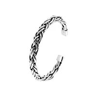 treasurebay bracelet en argent sterling 925 pour homme, bracelet manchette tressé ouvert, taille unique, argent, sans pierre