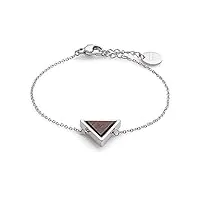kerbholz bijoux bois – bracelet femme argent collection géométrique, bracelet pendentif triangle en bois, bracelet argent réglable 15+2,5cm