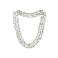 treasurebay collier de perles d'eau douce à trois rangs élégant et classique pour femmes, 7 mm, (blanc)