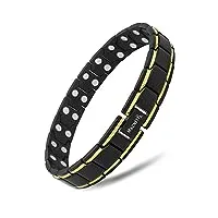 bracelet de magnétique magnetrx® ultra strength - bracelets magnétiques à longueur réglable pour hommes (noir et or)