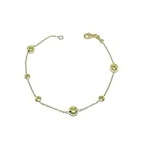 bracelet avec 6 pépites en or jaune de 18 carats de 19 cm de long et chaîne renforcée. poids : 2,95 g d'or 18k