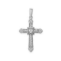 pendentif croix en or blanc 14 carats avec diamant filigrane