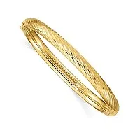 jewelryweb bracelet jonc en or 14 carats texturé 3/16 pour garçons ou filles - 4,75 mm de large, or jaune