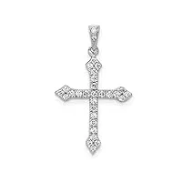 pendentif croix en or blanc 14 carats avec diamant