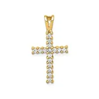 pendentif croix latine en rhodium et diamant 14 carats