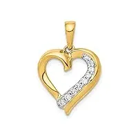 pendentif en forme de cœur avec diamant 14 carats.