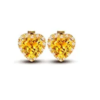 boucles d'oreilles or jaune 18 carats mariage citrine*1.5ct* jaune diamant*26pcs*0.078ct*si cadeau noël