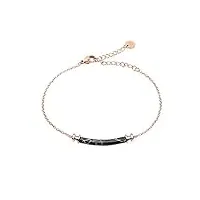 paul hewitt bracelet femme or rose starboard - cadeau femme, bracelet chaîne femme en acier inoxydable (couleur or rose) avec pendentif style marbre (noir)