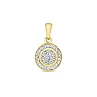 eds jewels pendentif femme or 375/1000 et diamant brillant 0.25 carat h - i1-9mm*9mm wjs158609ky