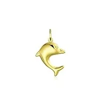 bling jewelry petit collier danity vacation en or jaune 14k avec pendentif dauphin en forme de poisson de mer pour femmes adolescentes sans chaîne