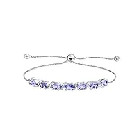 bling jewelry bracelet de tennis réglable en argent sterling .925 avec des pierres précieuses naturelles de 9,25 ctw accent de zircon et tanzanite violette lavande pour femmes de 7 À 8 pouces