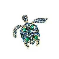 ailuor vintage tortue pins broche, strass cristal big mode féminine tortoise pin broche cadeaux bijoux pour bleu-a