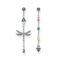 thomas sabo h2033-313-7 pendants d’oreilles pour femme, en forme de libellule multicolore, en argent sterling 925