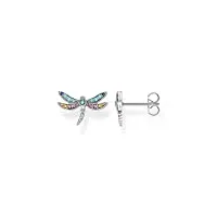 thomas sabo h2051-314-7 clous d’oreilles pour femme, en forme de libellule multicolore, en argent sterling 925 noirci
