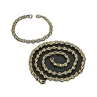bobijoo jewelry - ensemble lot collier chaîne + bracelet grain de café acier plaqué or 4 tailles - doré 5mm