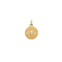 tata gisèle © pendentif médaille en plaqué or et oxyde de zirconium - soleil - sachet cadeau velours offert