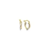 boucles d'oreilles pour femme en or véritable 585 14 carats - boucles d'oreilles avec deux cercles fermés - or jaune - diamètre extérieur 18 mm - poids 1,30 gr - cadeau saint valentin