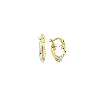 boucles d'oreilles pour femme en or véritable 585 14 carats - boucles d'oreilles avec deux cercles fermés - or jaune - diamètre extérieur 17 mm - poids 1,40 gr - cadeau saint valentin