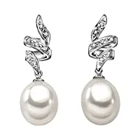 boucles d'oreilles femme comete en or blanc – perles de culture et diamants orp401