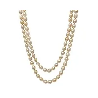 collier de perles d'eau douce naturelles 3 en 1 élégant et classique de 7 à 8 mm pour femme - longueur : 120 cm, perle