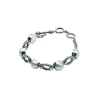 tibetan silver bracelet de perles en filigrane, gravure fine, chaîne réglable faite À la main, argent sterling 925, bijoux pour femmes, longueur de 8 pouces