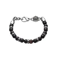 diesel bracelet pour hommes perles, 18 cm - 19,5 cm bracelet semi-précieux noir, dx1163040