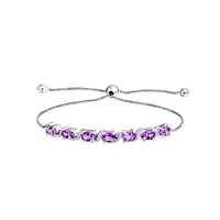 bling jewelry bracelet de tennis réglable en argent sterling .925 avec améthyste violette accentuée de zircons poids total en carats de 9,25 pour les femmes