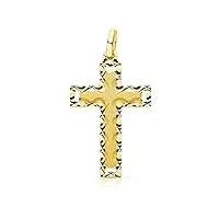 pendentif croix plate ajourée or 18 k 25 mm – unisexe, homme, femme, communion