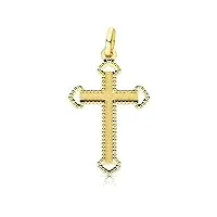 pendentif croix communion taille or jaune 18 k 25 mm - unisexe homme femme