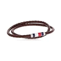 tommy hilfiger casual core bracelet en cuir et acier inoxydable pour homme 19 cm, taille unique, acier inoxydable, cuir