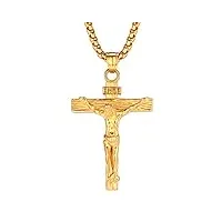 faithheart pendentif crucifix femme collier croix inri plaqué or