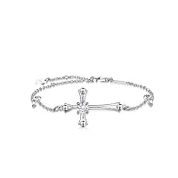 femmes croix bracelet bijoux religieux de bonne foi classique cadeau de baptême pour les filles des femmes (un bracelet croix zircone cubique)