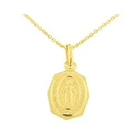 pendentif miraculeuse ovale or jaune 375/1000 + chaîne offerte