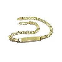 bracelet pour enfant en or jaune 18 carats avec plaque 100 % personnalisable, de 17,50 cm de long et 4,10 g d'or 18 carats. spécial communion, doré