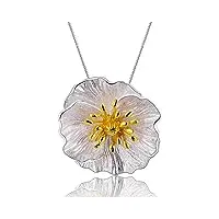 lotus fun - s925 pendentif en forme de coquelicot en argent sterling 925 pour femme et fille