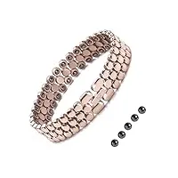jeroot bracelet magnétique pour femme sterling titane or rose avec 64 aimants en hématite 3400 gauss dans une boîte cadeau, outil de dimensionnement