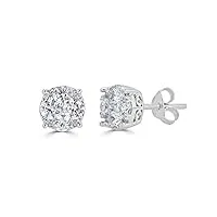 boucles d'oreilles à tige pour femme en argent sterling, or, diamants et argent, diamant rond 1/4 carat, or, diamants et argent, diamant