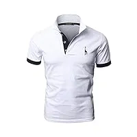 gnrspty polo homme manches courtes couleurs contraste poche coton casual tops s-xxl (xl, blanc)